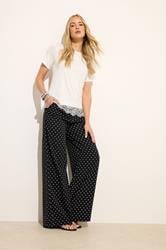 LTS Tall Women's Black Polka Dot Print Wide Leg Trousers | Long Tall Sally 3