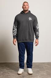 BadRhino Big & Tall Ebony Grey Skull Print Hoodie | BadRhino 4