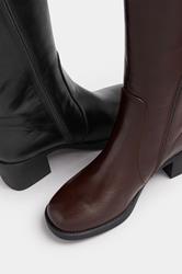 Brown Square Toe Knee High Boots In Extra Wide EEE Fit | Yours Clothing 6