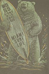 D555 Big & Tall Khaki Green Surfing Bear Print T-Shirt | BadRhino 5