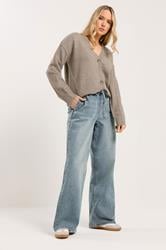 LTS Tall Women's Blue Mid Wash Wide Leg Jeans | Long Tall Sally 1