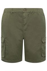 KAM Big & Tall Khaki Green Elastic Waist Cargo Shorts