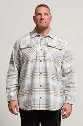 JACK & JONES Big & Tall White & Brown Check Overshirt | BadRhino 1