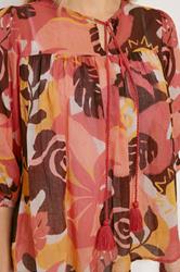 LTS Tall Women's Rust Orange Abstract Tie Neck Cotton Blouse | Long Tall Sally 4