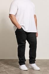 D555 Black Elasticated Waist Relaxed Fit Jeans | BadRhino 3