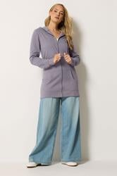 LTS Tall Women's Lilac Purple Cotton Longline Zip Hoodie | Long Tall Sally 1