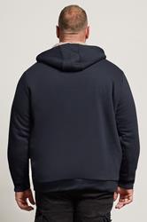 BadRhino Big & Tall Navy Blue Borg Lined Zip Through Hoodie | BadRhino 3