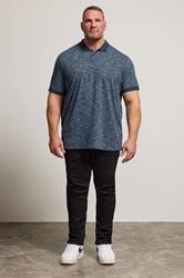 BadRhino Big & Tall Navy Blue Marl Polo Shirt | BadRhino 2