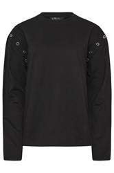 LTS Tall Women's Black Eyelet Detail Sweatshirt | Long Tall Sally 5
