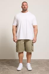 KAM Big & Tall Stone Brown Elastic Waist Cargo Shorts | BadRhino 1