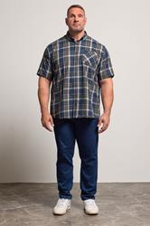 KAM Big & Tall Navy Blue Check Shirt | BadRhino 2