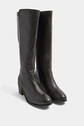 Dark Brown Real Leather Knee High Boots In Wide E Fit | Yours Clothing 3