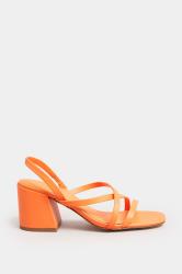 LTS Orange Cross Over Strap Block Heel Sandals In Standard Fit | Long Tall Sally 3