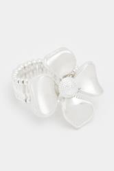 Silver Tone Flower Stretch Ring | Yours Clothing 3
