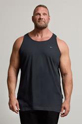 BadRhino Big & Tall Navy Blue Extra Long Plain Vest Top | BadRhino 3