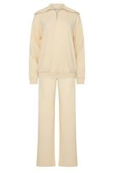 LTS Tall Women's Set Yellow Cotton Quarter Zip Sweatshirt & Wide Leg Joggers | Long Tall Sally 8