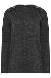 LTS Tall Grey Marl Button Long Sleeve Top | Long Tall Sally 1