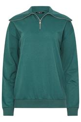 LTS Tall Women's Teal Green Quarter Zip Sweatshirt | Long Tall Sally 5