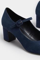 LTS Navy Blue Faux Suede Mary Jane Block Heel In Standard Fit | Long Tall Sally 4