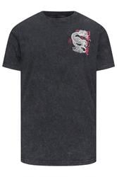 BadRhino Big & Tall Black Extra Long Acid Wash Dragon Graphic T-Shirt | BadRhino 6