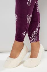 Cream Plush Bow Front Ballet Slippers | Yours Clothing 1