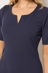 LTS Tall Women's Navy Blue Notch Neck Midi Dress | Long Tall Sally 4
