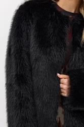 LTS Tall Black Faux Fur Collarless Jacket | Long Tall Sally 4