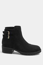 Black Double Buckle Chelsea Boots In Wide E Fit | Yours Clothing 2