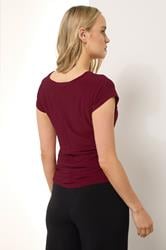 LTS Tall Wine Red Ruched Buckle Top | Long Tall Sally 4