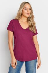 LTS Tall Womens 2 PACK White & Berry Red V-Neck T-Shirts | Long Tall Sally 3