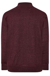 D555 Big & Tall Burgundy Red Quarter Zip Knitted Jumper 2