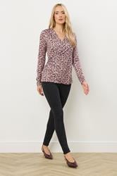 LTS Tall Berry Red Ditsy Floral Wrap Top | Long Tall Sally 3