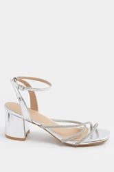Silver Diamante Asymmetric Block Heels In Wide E Fit & Extra Wide EEE Fit | Yours Clothing 4