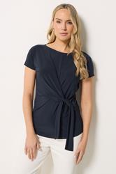 LTS Tall Women's Navy Blue Tie Detail Top | Long Tall Sally 3