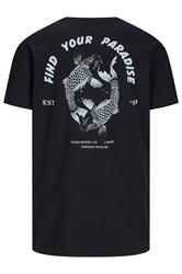 JACK & JONES Big & Tall Black 'Paradise' Printed T-Shirt | BadRhino 4