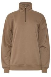 LTS Tall Women's Mocha Brown Embroidered Half Zip Sweatshirt | Long Tall Sally 5