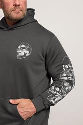 BadRhino Big & Tall Ebony Grey Skull Print Hoodie | BadRhino 5