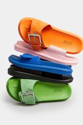 Orange Buckle Strap Mule Sandals In Wide E Fit & Extra Wide EEE Fit | Yours Clothing 6