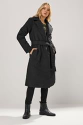 LTS Tall Black Belted Padded Midi Coat | Long Tall Sally 1