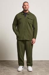 STUDIO A Big & Tall Khaki Green Zip Through Shacket | BadRhino 2