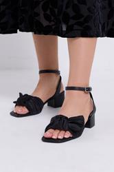 Gold Bow Mid Block Heel Sandals In Extra Wide EEE Fit | Yours Clothing 2
