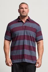 KAM Indigo Blue Striped Short Sleeve Rugby Polo Shirt | BadRhino 1