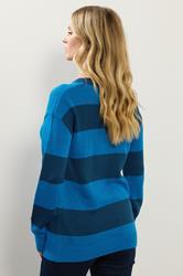 LTS Tall Blue Knitted Stripe Crew Neck Jumper | Long Tall Sally 3
