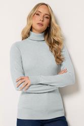 LTS Tall Women's Grey Fine Knit Roll Neck Jumper | Long Tall Sally 3