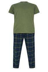 BadRhino Big & Tall Khaki Green Check Pyjama Set | BadRhino 5