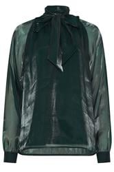 LTS Tall Dark Green Organza Tie Neck Blouse | Long Tall Sally 5