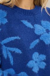 LTS Tall Blue Floral Fluffy Knit Jumper | Long Tall Sally 5