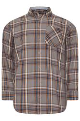 KAM Big & Tall Stone Grey Long Sleeve Check Shirt | BadRhino 4