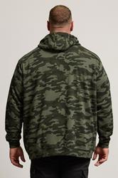 BadRhino Big & Tall Dark Green Camo Print Zip Through Hoodie | BadRhino 3
