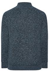 D555 Big & Tall Blue Marl Zip Through Knitted Jumper | BadRhino 2